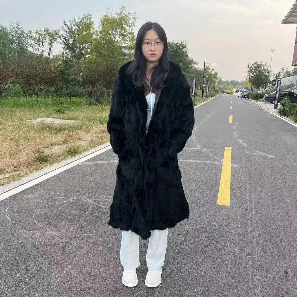 Fur Jacket Women's New Real Rabbit Fur Anti-season Long Medium and Long Fur Integrated Winter Coat