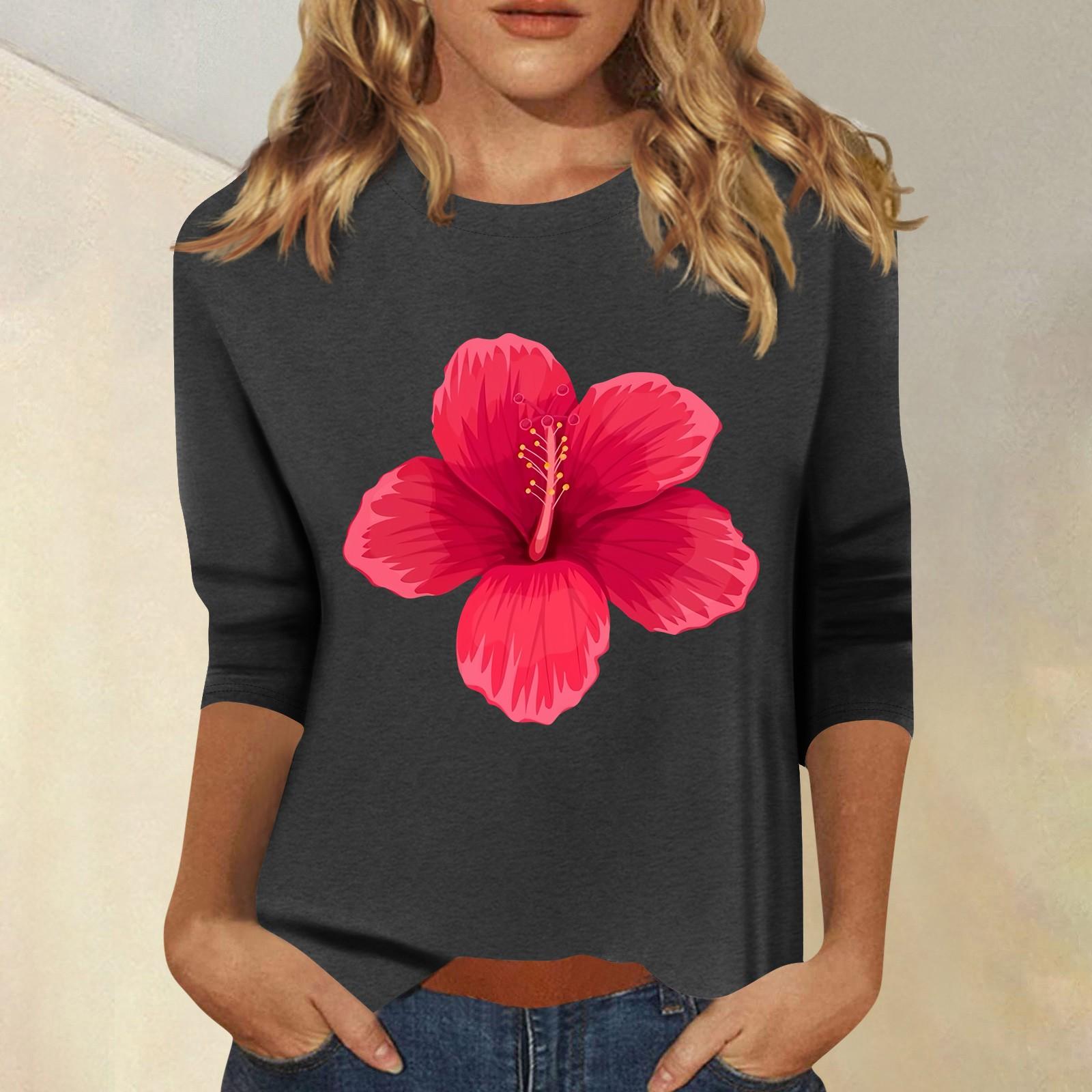 

Жіночий модний повсякденний топ із сімома рукавами та круглим вирізом L