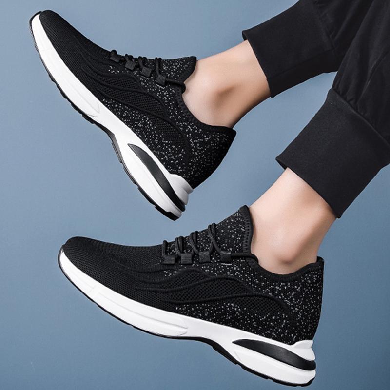 Summer Mesh Breathable Heightening Shoes Men Casual Sneakers Breathable Lace Up Sports Shoes 4/6/8CM Leisure Height Shoes 37-43