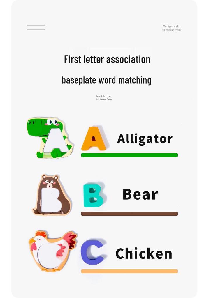 Educational Wooden Animal Alphabet Matching Puzzle Blocks for Kids