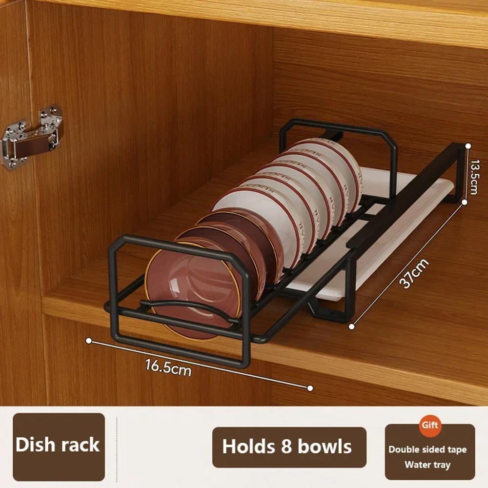 Push-Pull-Schüssel- und Telleraufbewahrung, Geschirrständer, Schrank mit eingebauter Schublade, Abtropffläche für moderne Küchen-Organizer-Vorräte