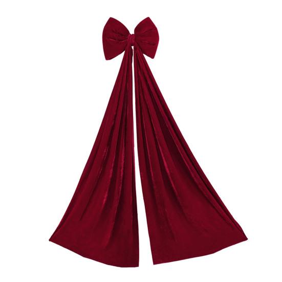 Christmas Bow Tree Topper Ornament Burgundy Velvet Wreath Bows Christmas Hanging Ribbon Gift Bows for Holiday Home Wall Outdoor Party Decoration