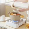 LANMI 22CM Non-stick Double Ear Instant Noodle Stew Pot Medical Stone Coated Soup Pot with Visible Glass Cover Kitchen Cookware