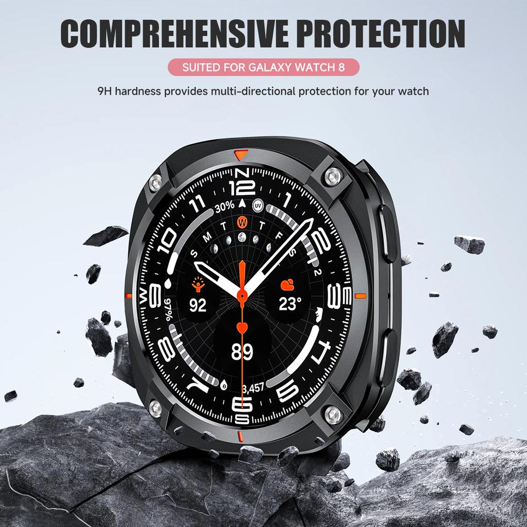 Armor Metal Case For Samsung Galaxy Watch 8 44mm Cover Case Accessories Hard Frame Metal Protective Bumper for Galaxy Watch 8