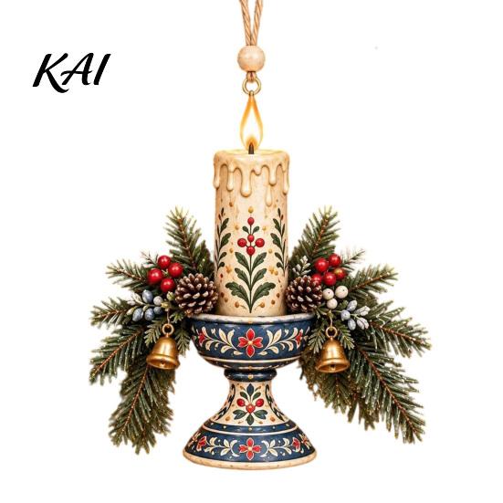 Nutcracker Tree Pendants Folk Art 2D Ornament, Acrylic Christmas Hanging Decoration, Retro Lightweight Decorations Angel Santa Rocking Horse Ornament