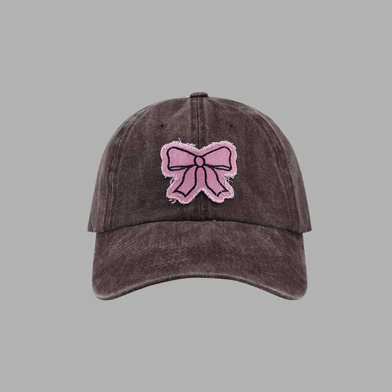 

1 Pcs Hat Washed Baseball Cap Women Bow Knot Embroidery Vintage Baseball Cap Female Casual Outdoor Streetwear Women Sun Hat