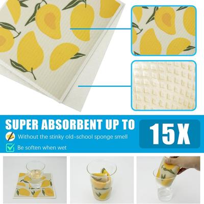 4 PCS Éponges Cellulosiques Réutilisables de Haute Qualité Chiffons à Vaisselle Colorés Durables avec Impression Ultra Absorbants