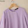 ZANZEA Camicetta casual da donna, girocollo, tinta unita, ampia, con maniche a 3/4