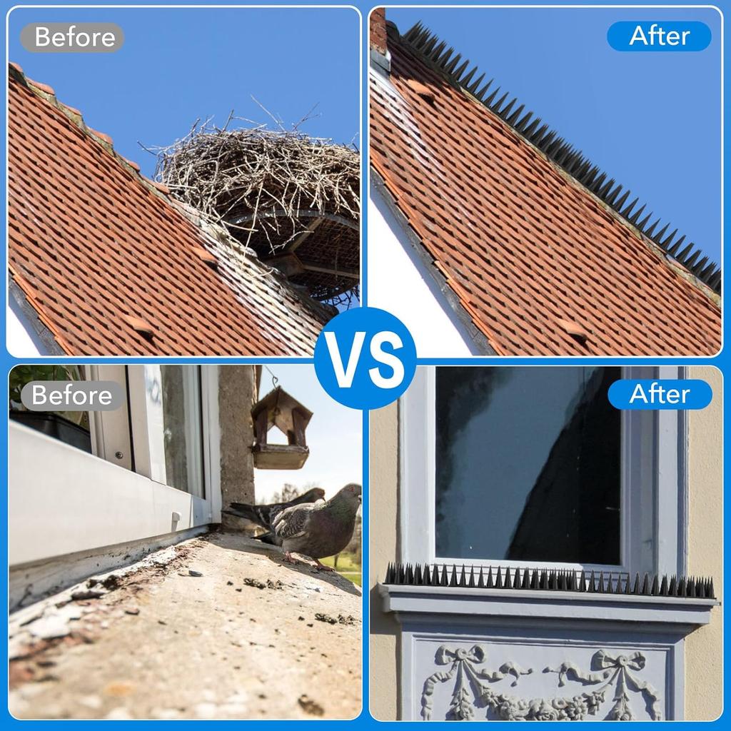 20 Pack Bird Spikes Pigeon Deterrent for Small Birds Raccoon Cats Defender  Outside to Keep Squirrel Away Plastic Fence Spike for Railing