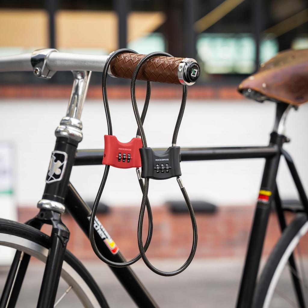 ROCKBROS Wire Bicycle Lock with Lightweight and for and Suitcases Lock, 3-Digit Dial, Compact, 67cm, Multi-Purpose, Anti-Theft Helmets, Strollers,