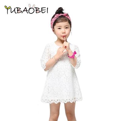 Ropa de moda para niños, minivestidos blancos bonitos de encaje completo para niñas, minivestidos de princesa para bebés y niños