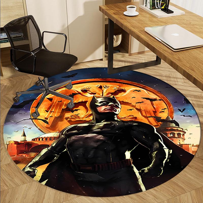Batman Pattern Round Rug, Indoor/Outdoor Mat, for Picnic, Gameroom, Bedroom, Office, Living Room, Home Decor Carpet, Birthday Gift