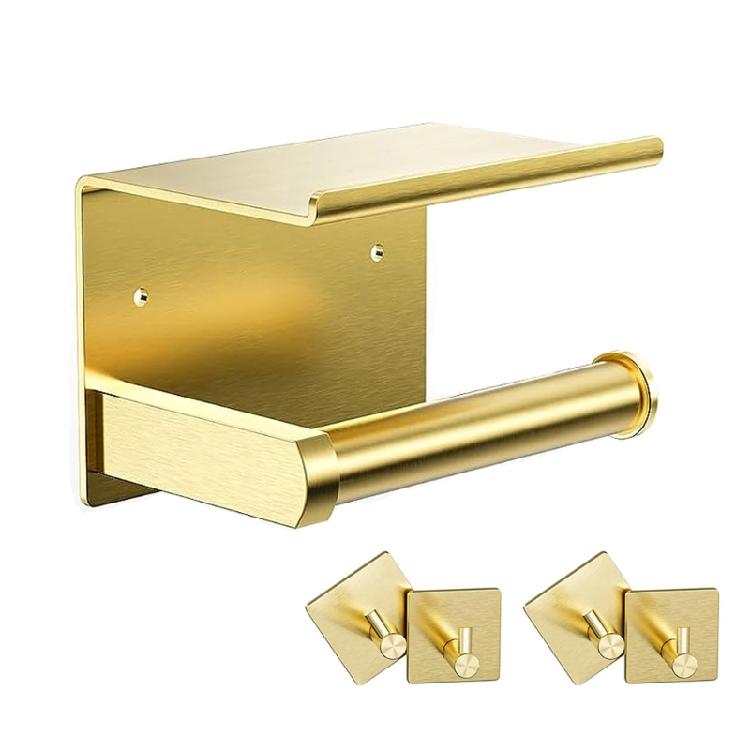 Contemporary Wall Fixed Paper Towel Rack with Attachments & Shelf Strong Metal Resistant Designing For Bathroom Kitchen