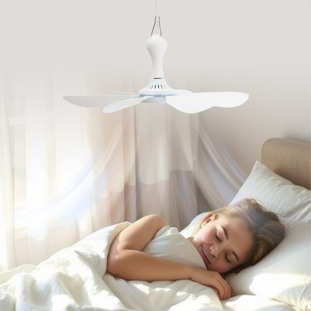 Silent 6 Leaves USB Powered Ceiling Canopy Fan with Remote Control Timing 4 Speed Hanging Fan for Camping Bed Dormitory Tent New
