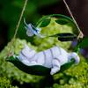 Solar Cat Dog Statue Pendants Luminous Resin Garden Tree Pendant Light Drop Ornaments Crafts Holiday Gifts for Outdoor Courtyard