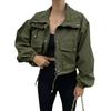 Cappotto Corto da Donna Casual con Coulisse, Monopetto, con Zip, Manica Lunga, Giacca da Donna Autunnale, Cappotti da Strada per Signora