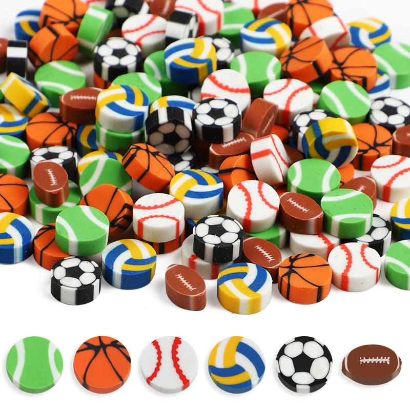 

50/100Pcs Sports Theme Erasers Bulk Basketball Soccer Mini Eraser for Kids Birthday Party Favors Pinata Filler Classroom Gifts 50Pcs