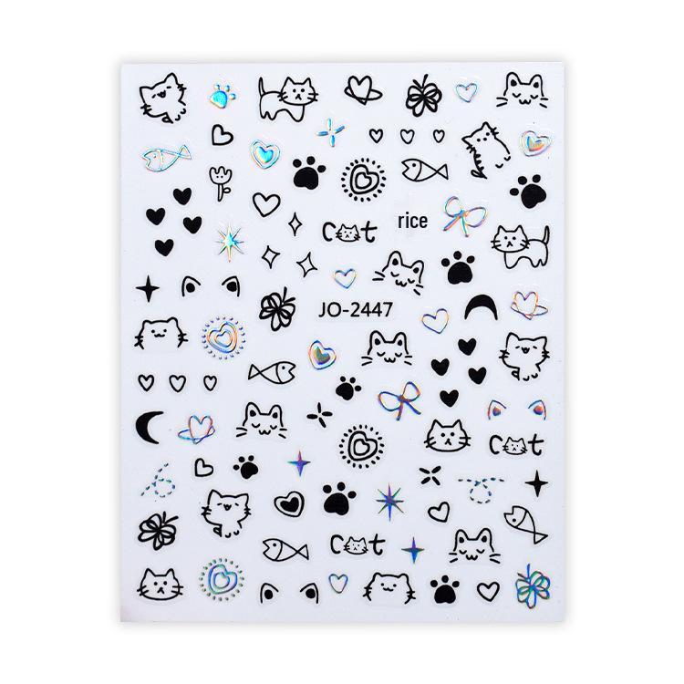 Puppy & Kitten Graffiti Nail Stickers: Cute, Cool, Small Patterns & Heart Decals