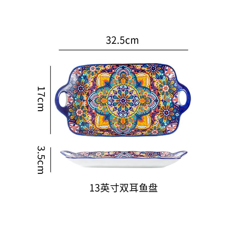 Böhmisches Keramikschüssel- und Geschirrset Reisnudelsuppenschüsseln Doppelohr Geschirrset für Zuhause