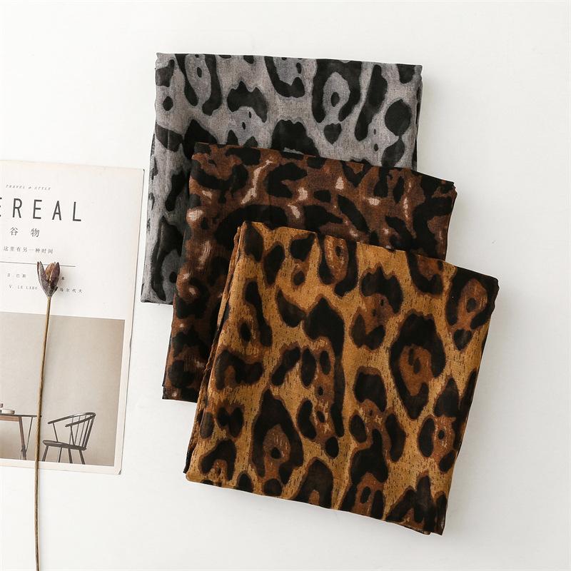 Winter Soft Thin Sexy Leopard Cotton Viscose Shawl Scarf Lady High Quality Print Pashmina Stole Bufandas Muslim Hijab 180*90Cm