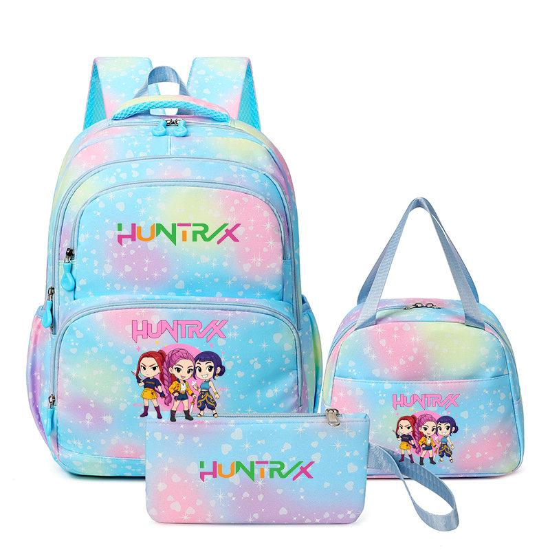 3Pcs/Sets Mochila Backpack Colorful Schoolbag Pencil Case Lunch Bag for Students School Bags Pen Bags
