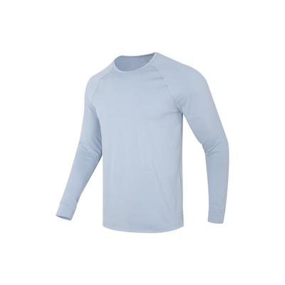 Solid Color Crew Neck Long Sleeve T-Shirt Men Tops Blue 1378989-465