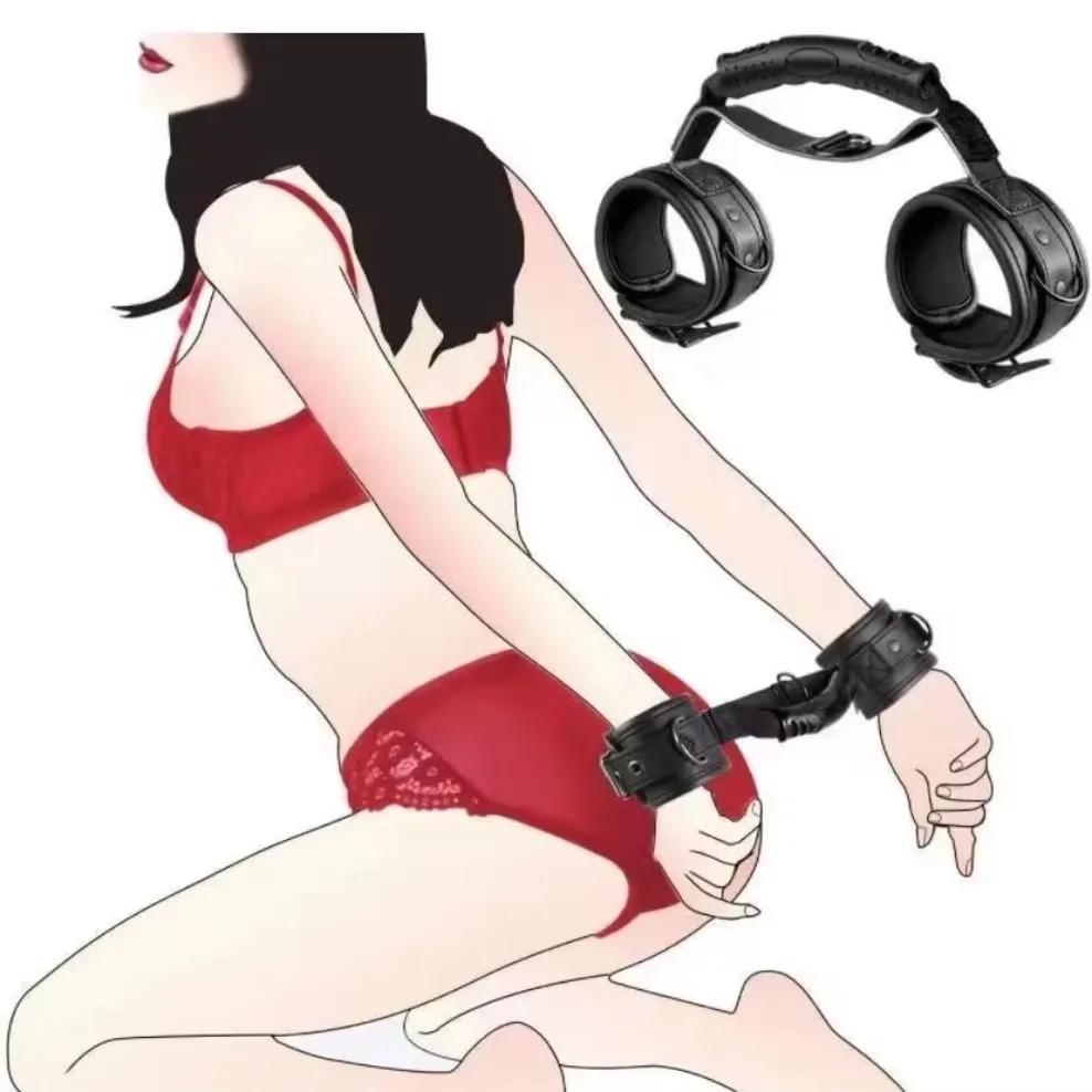 Handcuff Restraint Harness PU Leather Riding Backhandcuffs BDSM Restraint Fetish SM Slave Sex Toy  Adult Female Sex Product Shop