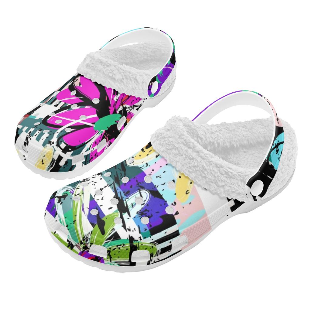 1 Pair White EVA Clogs Warm Soft Lined Unisex Slip On Shoes Lightweight Anti Slip Sole Comfortable For Winter Daily Activities