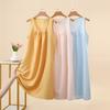Summer Women's Yunjin Cotton Solid Color Sleeveless Cami Tank Dress Loose Fit Casual Home Nightgown Fashion Daily Outdoor Loungewear Dress