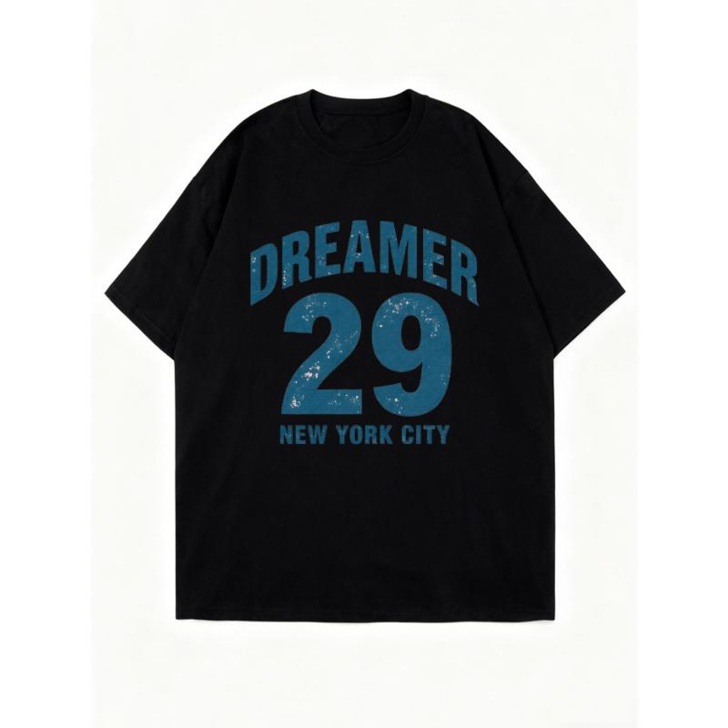 Oversized T Shirt Black Dreamer 29 New York City Print Casual Streetwear For Women