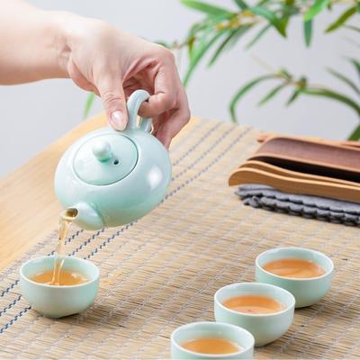 7pcs Kung Fu Tea Set Chinese Heat Resistant Porcelain Tea Cup High Grade Portable Puer Tea Kung Fu Tea Cups