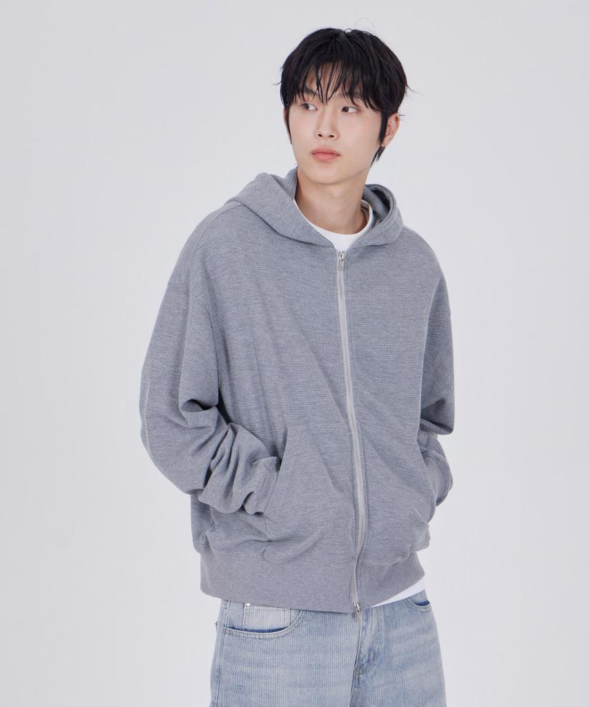 Glw Waffle Crop Zip-Up Hoodie Knit Gray