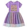 Korean Style Princess Dress: Stars & Rainbow Sequin Mesh, Short Sleeve for Summer, Long Sleeve for Spring/Autumn