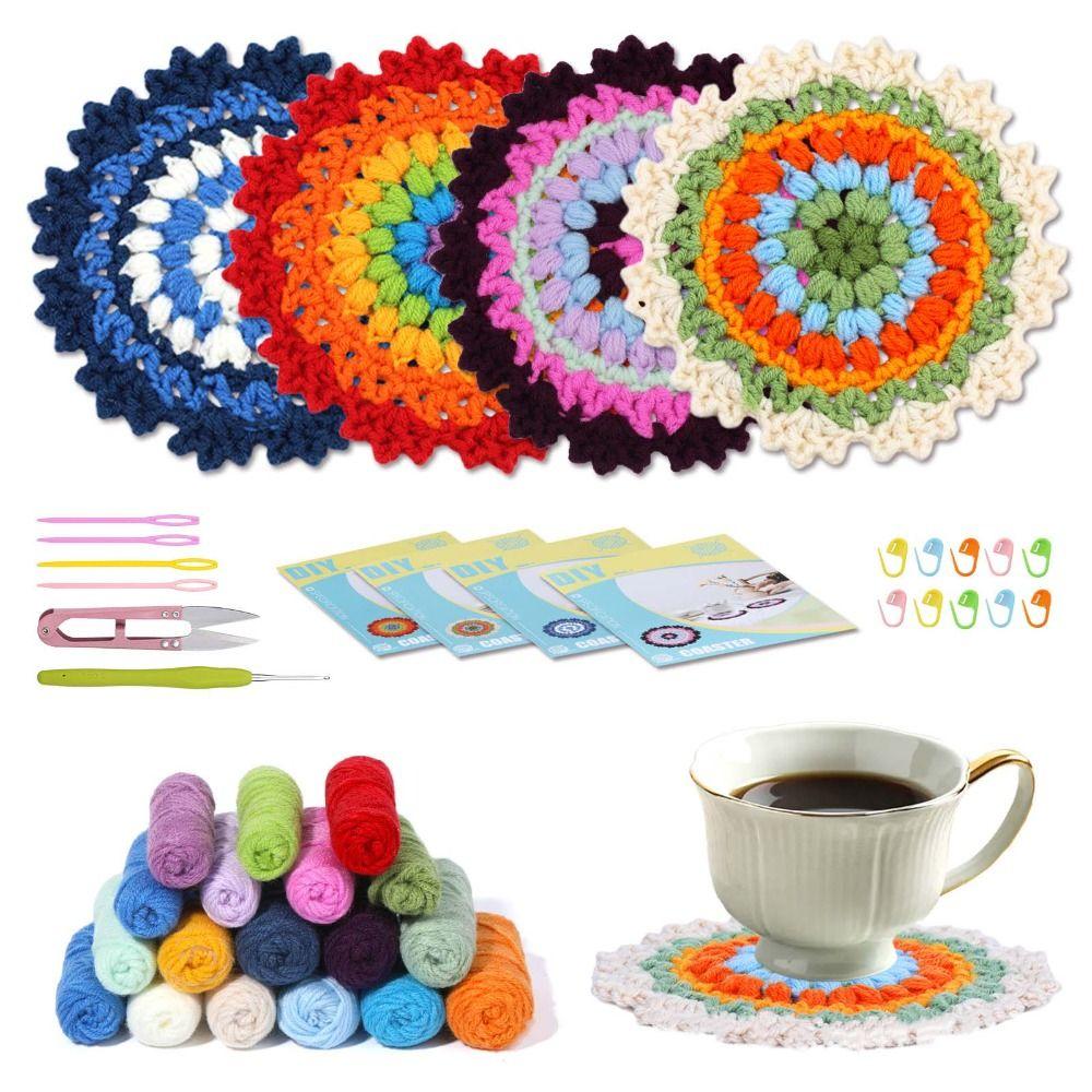 Set de Începător Croșetat din 4 Piese Include Pachet Material de Cusut Lână Adulți Copii