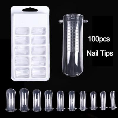 100pcs Poly Nail Gel Quick Building Mold Tips  Finger Extension Polygels Fake Tip