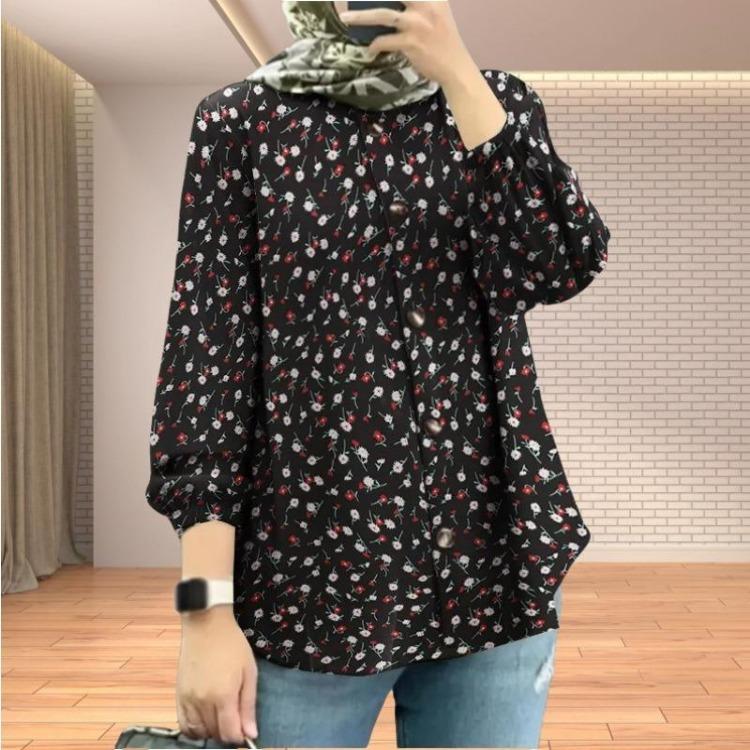 Fashion Floral Printed Blouse Loose Casual Ladies Shirt