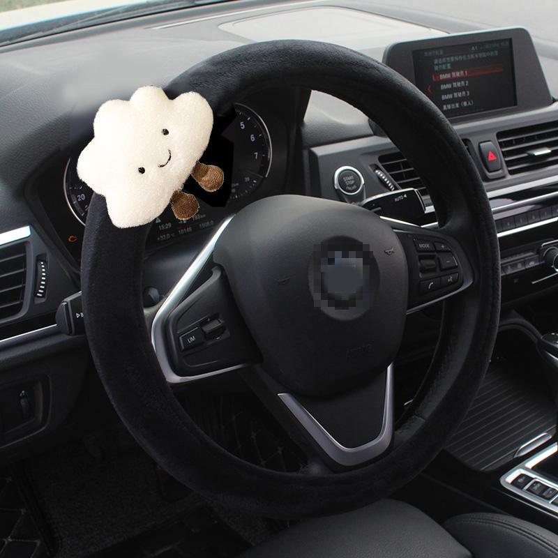 1PC Cute Cartoon Hat Cloud Universal Car Steering Wheel Cover Soft Plush Steering Wheels Case For 14.5-15inch Auto Decoration