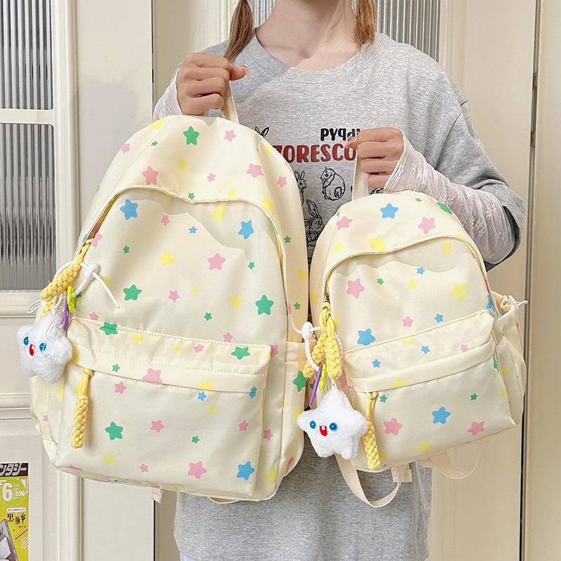 Schoolbag schoolbag junior high school girls ins girls heart stars travel small backpack large capacity simple dopamine backpack women