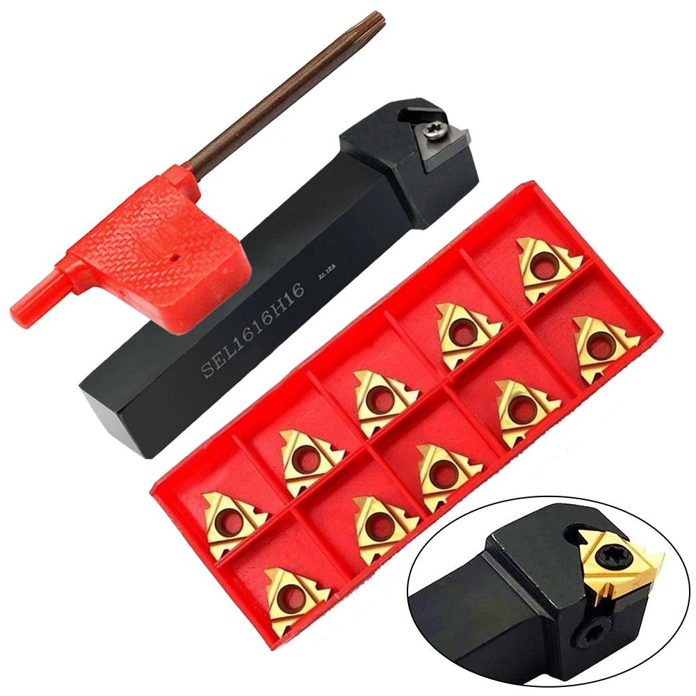 Versatile SEL1616H16 Lathe Threading Turning Tool Holder + 16IR AG60 Carbide Inserts for Various Machining Tasks