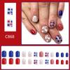 Unghia Autoadesiva Quadrata per il 4 Luglio French Tip Unghia Finta Unghia Falsa per l'Indipendenza con Bandiera Americana Stella Unghia da Incollare