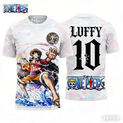 2026 Anime Japonés One Piece Luffy Camiseta Gráfica Camiseta de Fútbol Deportiva Secado Rápido Camiseta para Hombre Ropa para Niños Camiseta Top