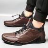 Winter Leder Herrenstiefel Superwarme Herren Schneestiefel mit Fell Herren Freizeitschuhe Walking Sneakers High Top Western Stiefeletten