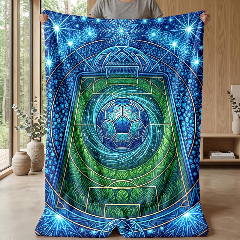 Soccer Field Artwork Theme blanket Lightweight Warm Flannel Blanket Decorative Throw Blanket for Home Decoration