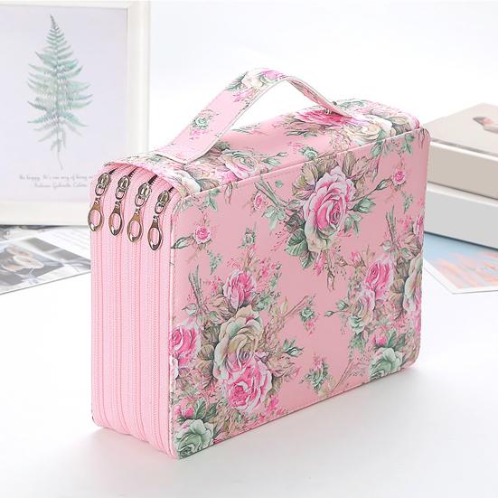 Colored 200 Slots Pencil Holder with Zipper Multi-layer Pencil Case Organizer Portable Pen Bag with Handle for Watercolor Pens Markers