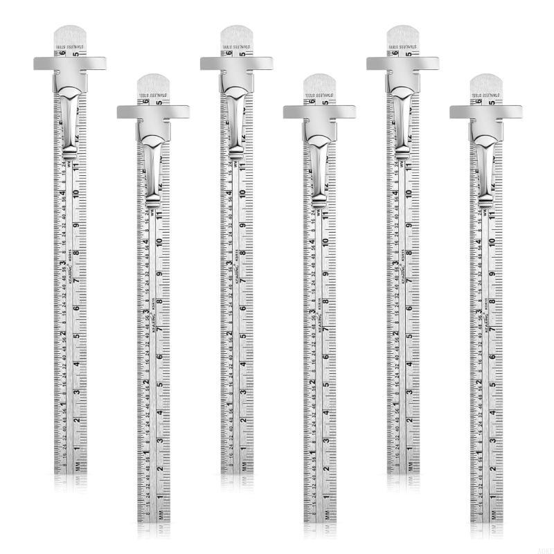 6Inch 15cm Metric Scale Ruler Pocket Ruler with Detachable Clip Precisions Pocket Ruler for School Engineer A0KF