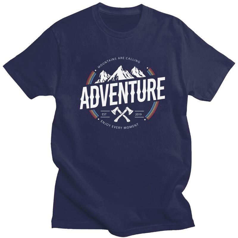Custom Mountain Camping Adventure Camper Tshirts for Men Short Sleeve T Shirt Fashion Tshirt 100 Cotton Tees Gift