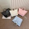 Pink Star Print Tote Bag for Women Large Capacity Waterproof Shiny Handbag Casual Daily Shopping Shoulder Bag for Travel