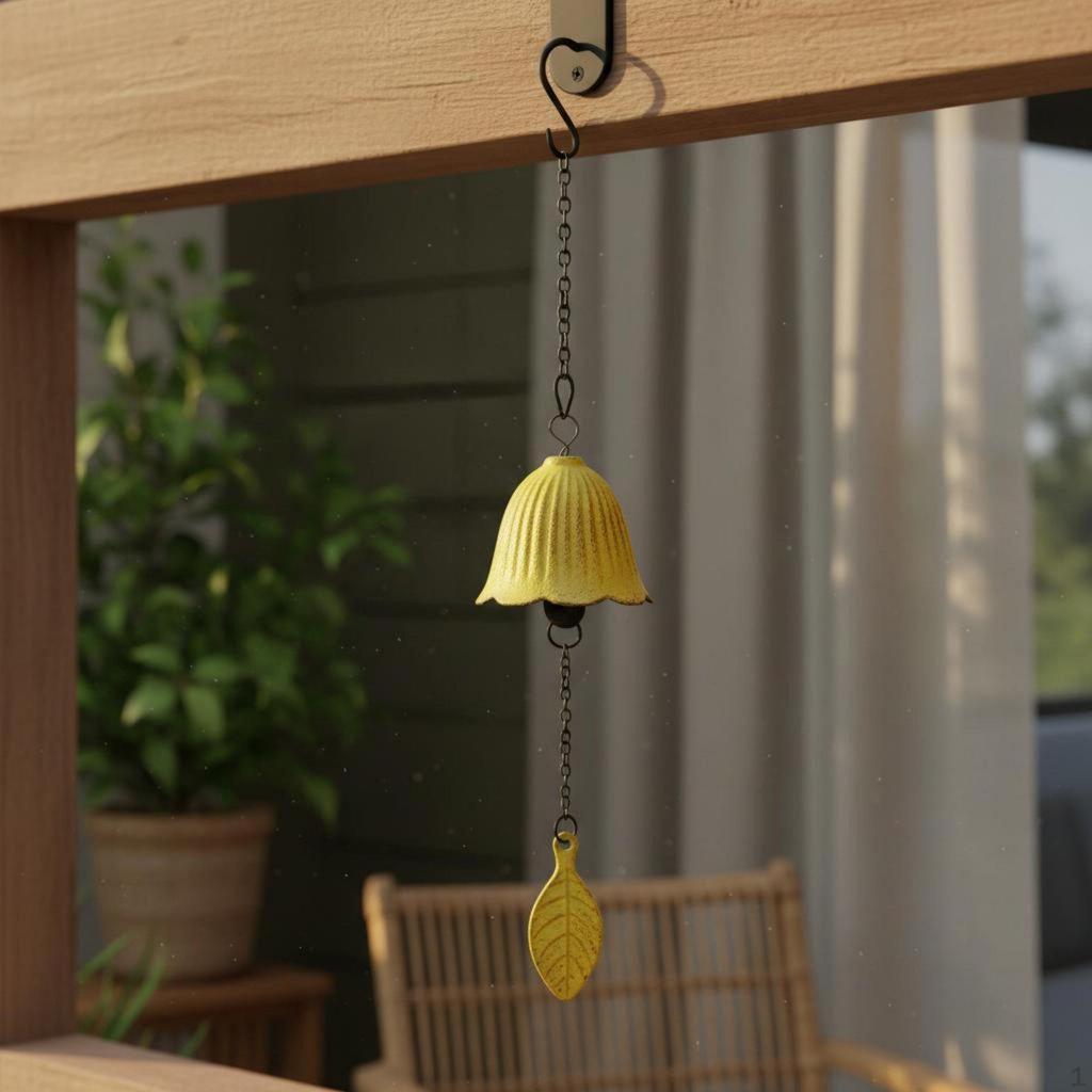 Cast Iron Wind Chime Soothing Sound Japanese Design Bell Easy to Hang Mount Fuji Painted