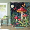 Wild Grass Mushroom Theme Shower Curtain 12 Hooks Suitable For Room Home Hotel Machine Washable Curtains Bathroom One Piece