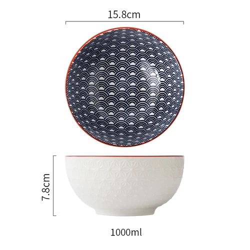 1Pcs Japanese tableware ceramic bowl single student dormitory bowls fruit salad soup rice net red noodles bowl zero waste